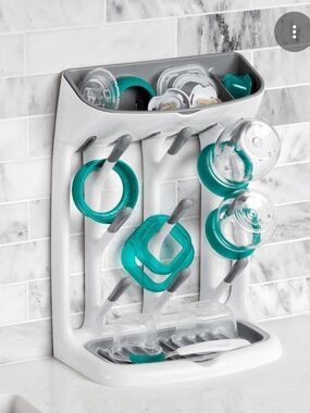 Baby Bottle and Accessory Drying Rack - White and Gray